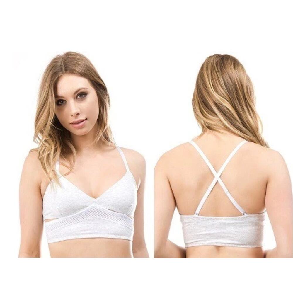 Anemone NWT White criss cross soft comfy Medium bralette brami cotton